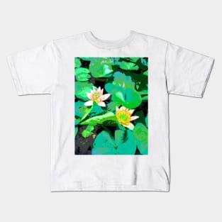 Green garden with water lilies Kids T-Shirt